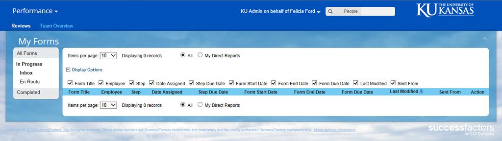 Once the form has been sent to the employee, the form will no longer be in the supervisor s inbox.