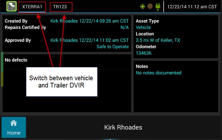 FIELDMASTER LOGS User Guide Reviewing a DVIR for a vehicle or trailer This screen allows you or an official to view the most recent driver vehicle inspection report for the vehicle or trailer.