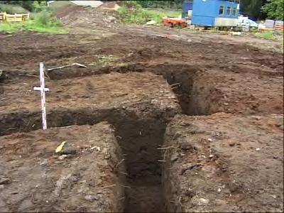 When trenches have been excavated they should be checked for square etc - mistakes can be