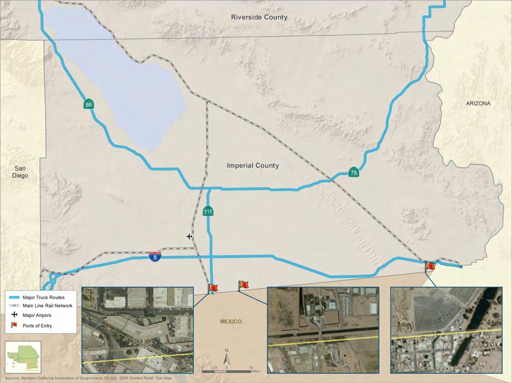 SCAG Regional Goods Movement Study Figure 3.11 Major Truck Routes in Imperial County Source: Caltrans, 2010a.