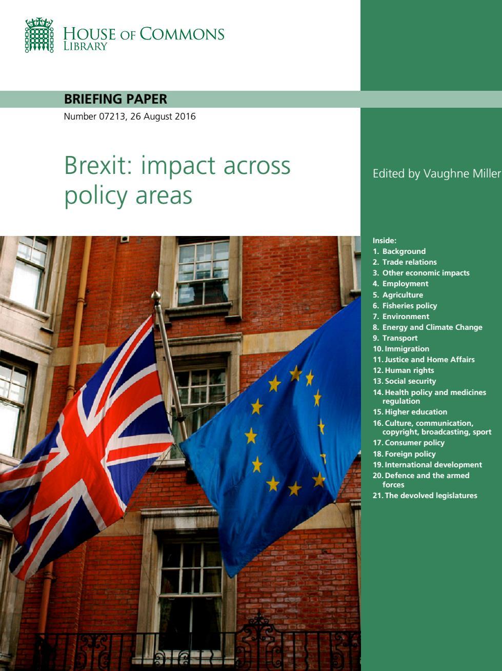 Covers 20 policy areas Most relevant to us