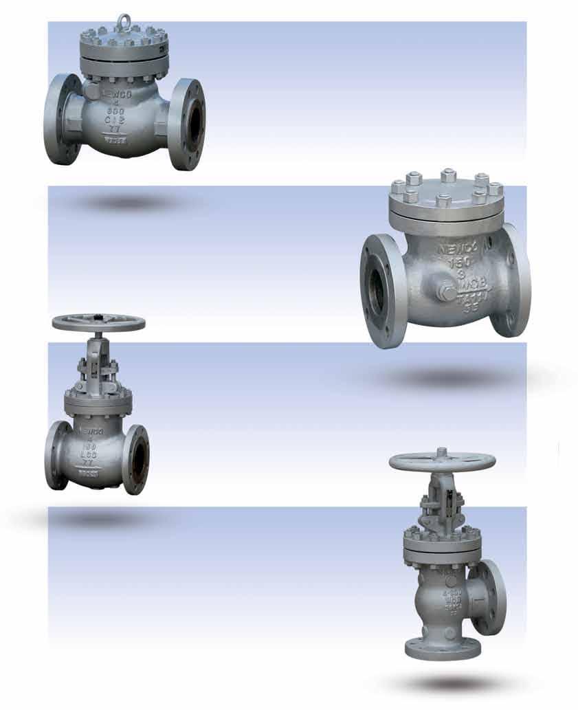 Newco ast arbon Steel olted onnet Valves Swing heck Valves 2 thru 24 150 thru 1500 Swing heck valves yield minimal restriction to low velocity environments and Please consult Newmans Engineering