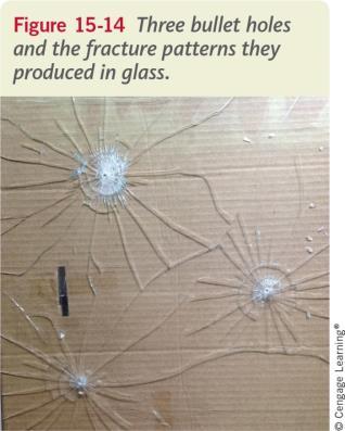 Bullet Fractures Bullet hles in glass can be distinguished frm ther impacts by the greater number f cncentric