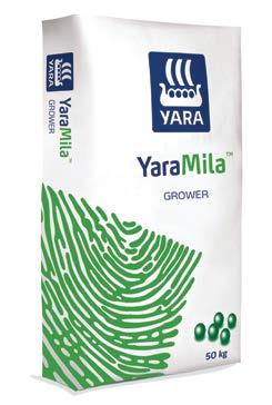 14kg/l Granolumetry - (2-4mm) 88% Colour - green YaraMila GROWER :9:2 + S + Mg + trace elements Field grade PK compound fertilizer, 35% SOP 5% MOP, with Sulphur,Magnesium, Boron, Manganese and Zinc.