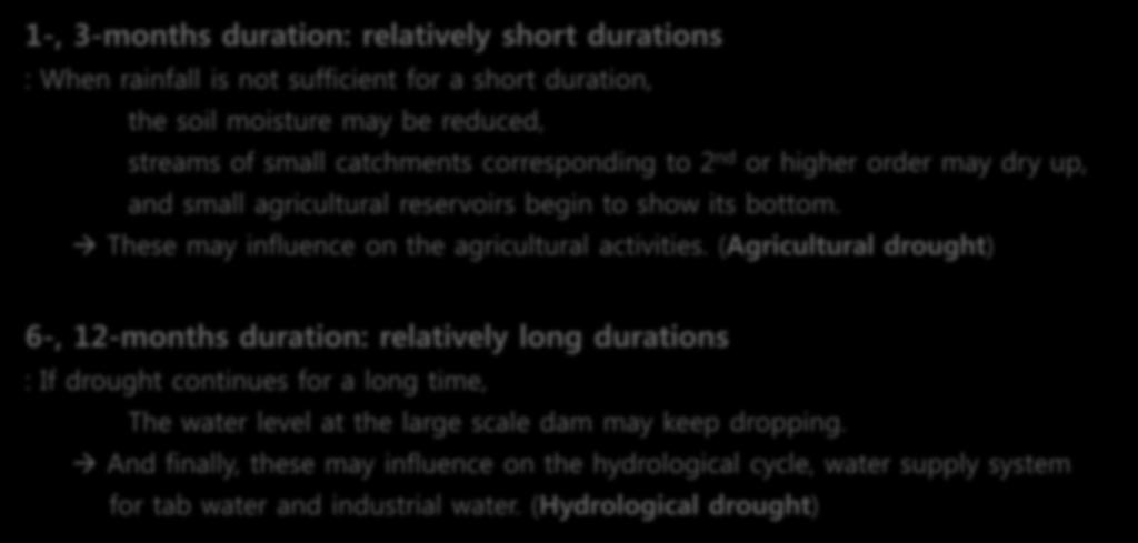 Drought: w.r.t. durations of drought?
