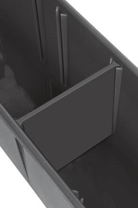 Partitions are notched to ensure positive location within the bins.