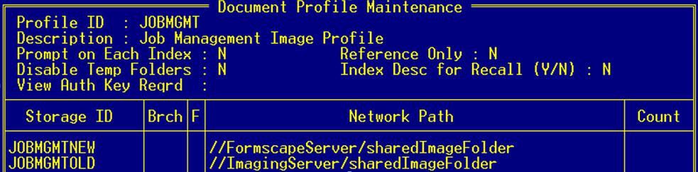 Make formscape the first storage ID in the list for the process to read from the local image store. 2. Set up the Document Profile screen on both the FormscapeServer and the ImagingServer.