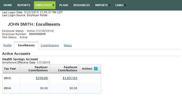 Enrollments Similarly to your employees, you can review the summary of an employee s current and historical enrollments