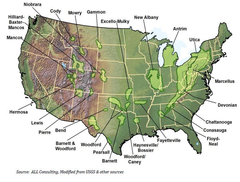 Figure 1. United States Shale Gas Basins 1 Several recent studies suggest that the environmental impacts of shale gas development are challenging but manageable.