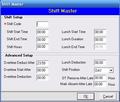 Figure 22: Shift Master-2 There are following option you can use to make a shift.