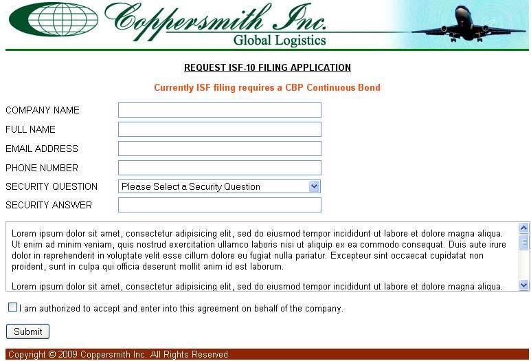 ISF Application for