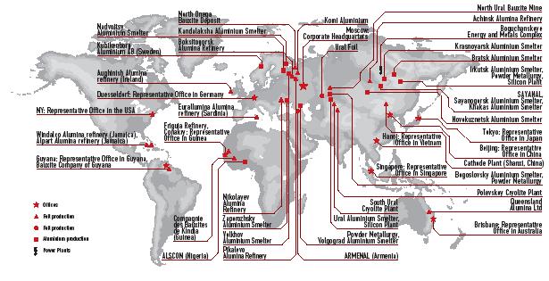 UC RUSAL: GLOBAL SCALE OF BUSINESS 48 production sites located in 19 countries and 5