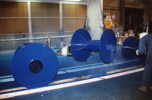 Flotation cell mixer stands sprayed with blue OR7K