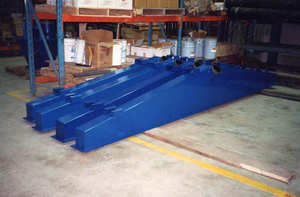 Launders coated with blue OR70SS for exterior