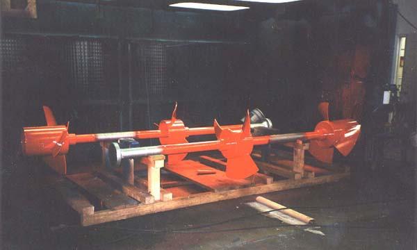 Tank agitators above sprayed with red OR90WPM at 1.5 mm (.