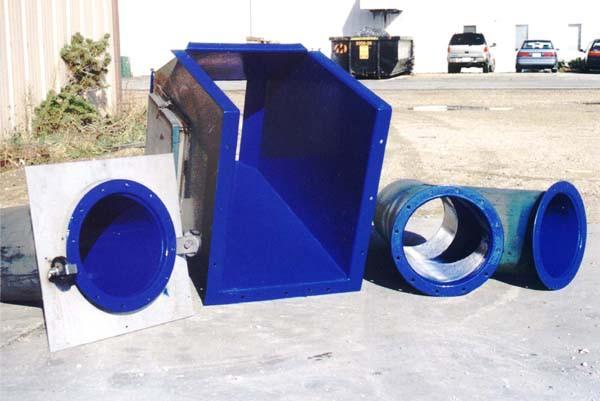 Various grain handling hoppers and pipes