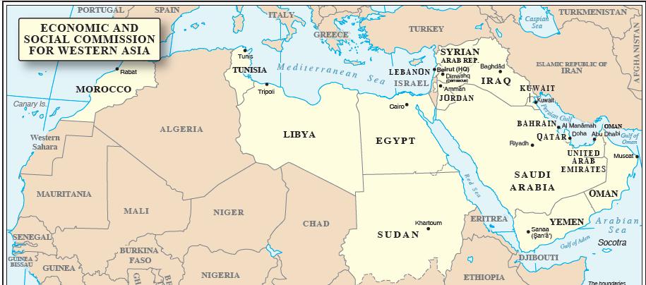 ESCWA MCs Members: Bahrain Oman Egypt Qatar Iraq Saudi Arabia Jordan Sudan Kuwait Syrian Arab Republic Lebanon Tunisia Libya United Arab Emirates Morocco Yemen Palestine Map no.
