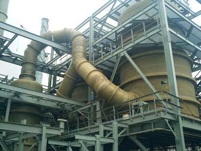 acid plants which generally have high solids loading and metallic fumes/vapors in the feed gas which would plug the elements over a relatively