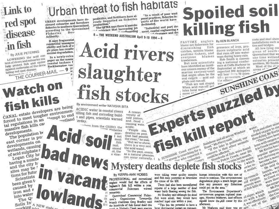 HISTORY- (pre 1996) extensive fish kills and disease accelerating canal estates, marinas and tourist development along