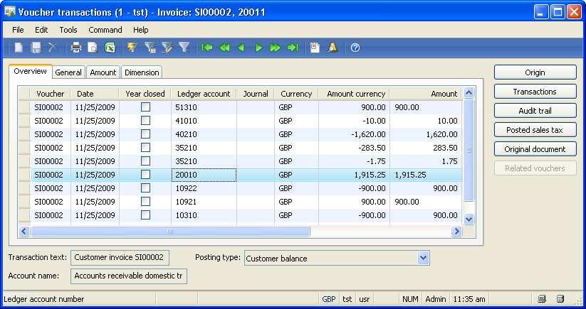 4.6 Invoicing Fig. 4.14: Ledger transactions referring to the selected sales invoice 4.