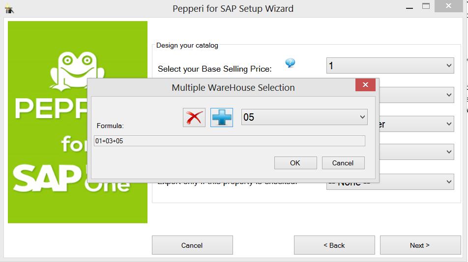 Installation and Setup Select a warehouse identifier and click to add it to the formula, or to delete it from the formula. 17.