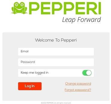 Installation and Setup 1. Open the Pepperi app. Enter your email and password, and Log In. The app dashboard opens and automatic data synchronization begins.