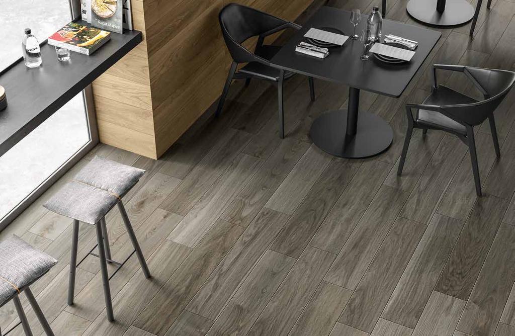 SMOOTH WELCOME True s rich, natural wood effect, supported by the unchanging, safe and resistant characteristics of the best porcelain stoneware, is well-suited to public rooms, making them welcoming
