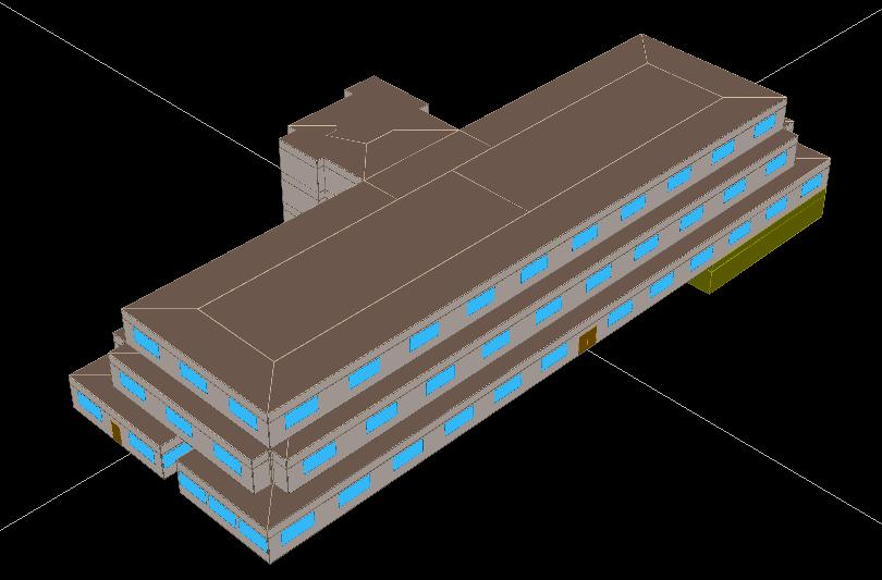 2 Current Condition: The baseline equest model was modeled with existing R-16 roof, R-8 walls, and R-2 windows with 0.35 Solar Heat Gain Coefficient (SHGC).