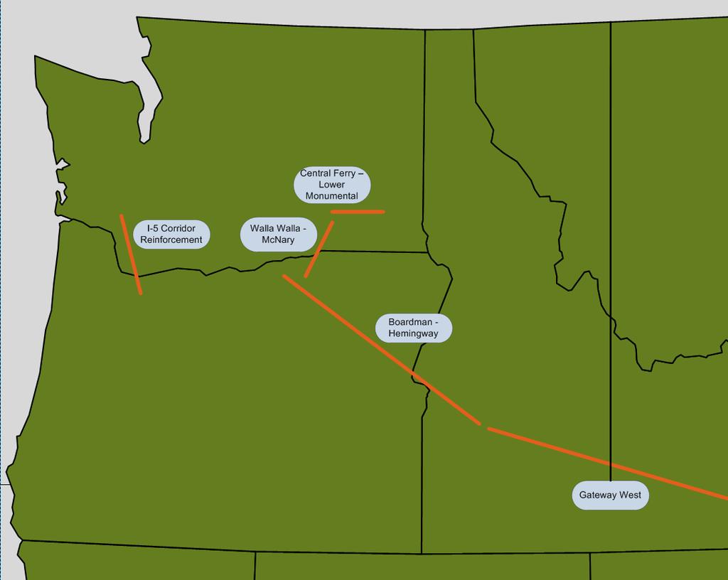 Figure I-3: Proposed Regional Transmission Projects These projects bring three main benefits to the region: 1) access to significant incremental renewable resources in