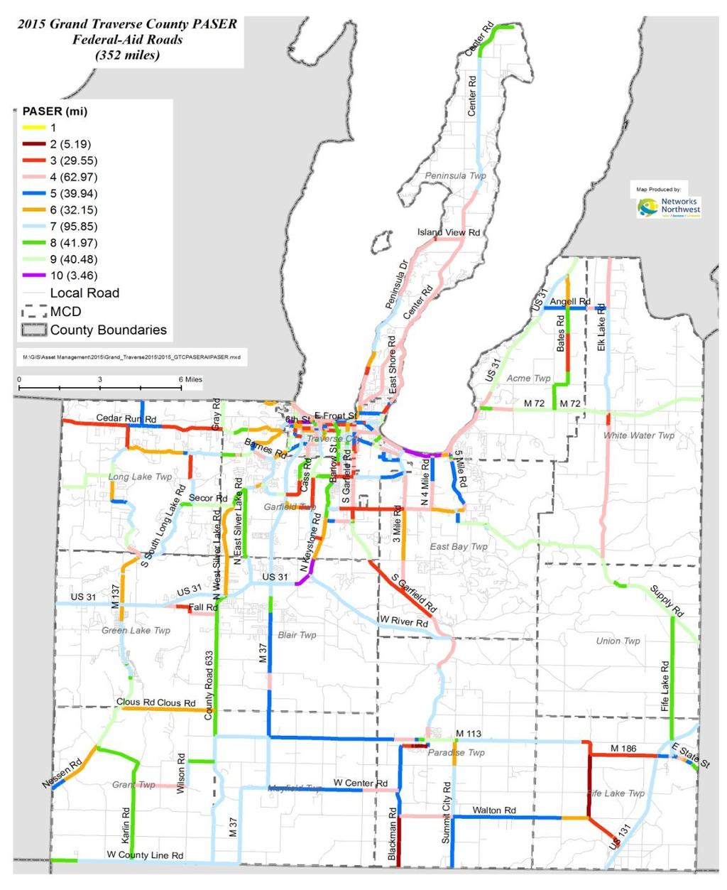 Grand Traverse County Data was collected on approximately 336 miles of federal-aid roads in Grand Traverse County from June 2-3.