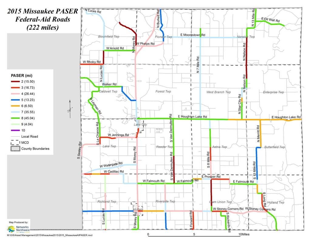 Missaukee County Data was collected on approximately 222 miles of federal-aid roads in Missaukee County on August 26.