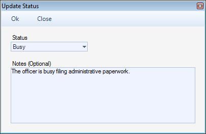 Dispatch Activities Update an Officer s/organization s Status 1. Select an Officer/Organization record from either the Available or the Assigned pane.