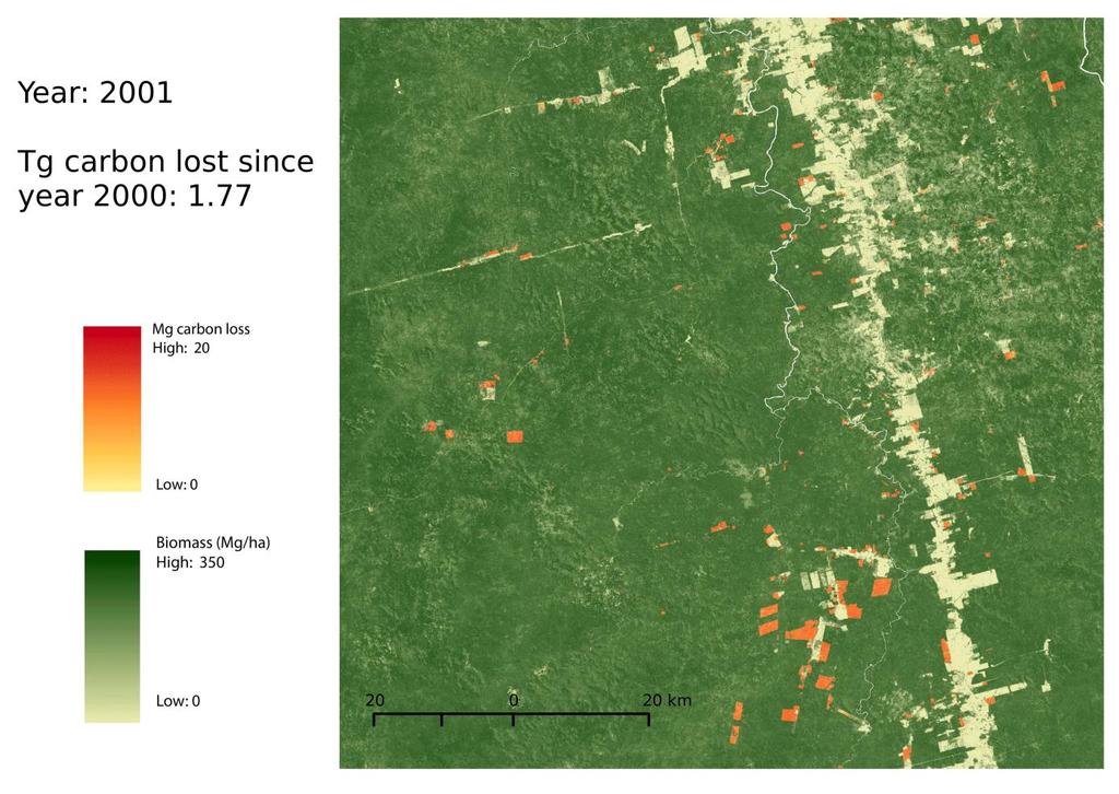Landsat Annual Biomass Loss from Deforestation Biomass reference year 2000