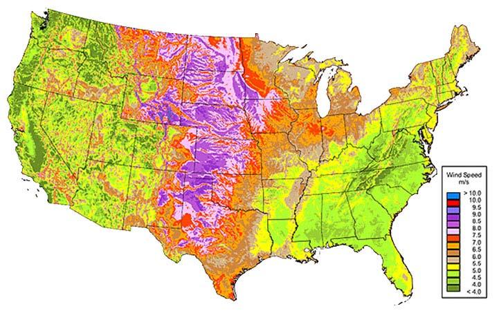 Wind Resources Wind resource data developed by