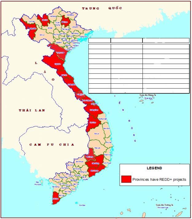 REDD+ PROJECTS MAP IN VIET NAM UN-REDD Viet Nam Phase I & II Programme FCPF USAID s LEAF & USAID s