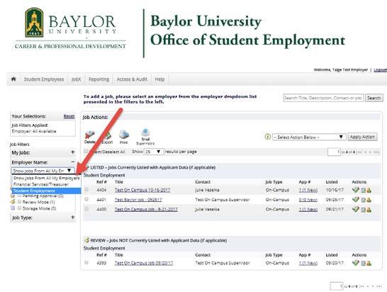 Create Job Posting Select Employer (Department Name) if you post jobs for multiple departments.