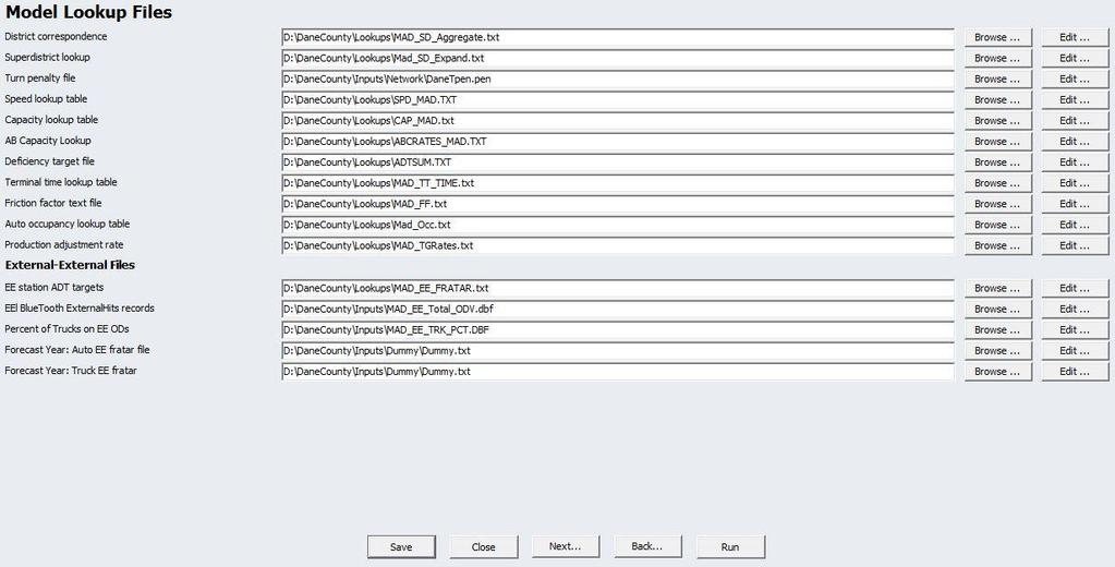 4.2 SCENARIO MODEL LOOKUP FILES The Model Lookup Files page in the Scenario Manager is the location of the model lookups and the external to external input files. Figure 4.