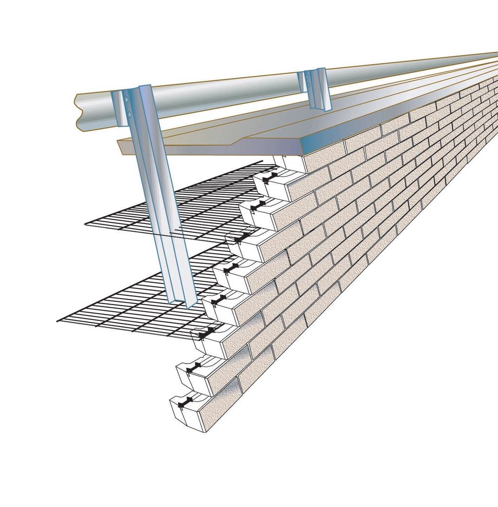 4.3 Guide Rails Guide rails can be easily placed along the top of the Mesa Wall according to standard installation procedures.