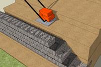 If the geogrid depths called for are different than the roll width or if the wall curves, it is best to roll out the geogrid perpendicular to the retaining wall.