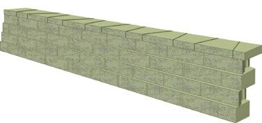 Capping a Wall straight wall Always start capping from the lowest elevation. Caps are trapezoidal and must be laid alternately short and long cap faces for a straight line.