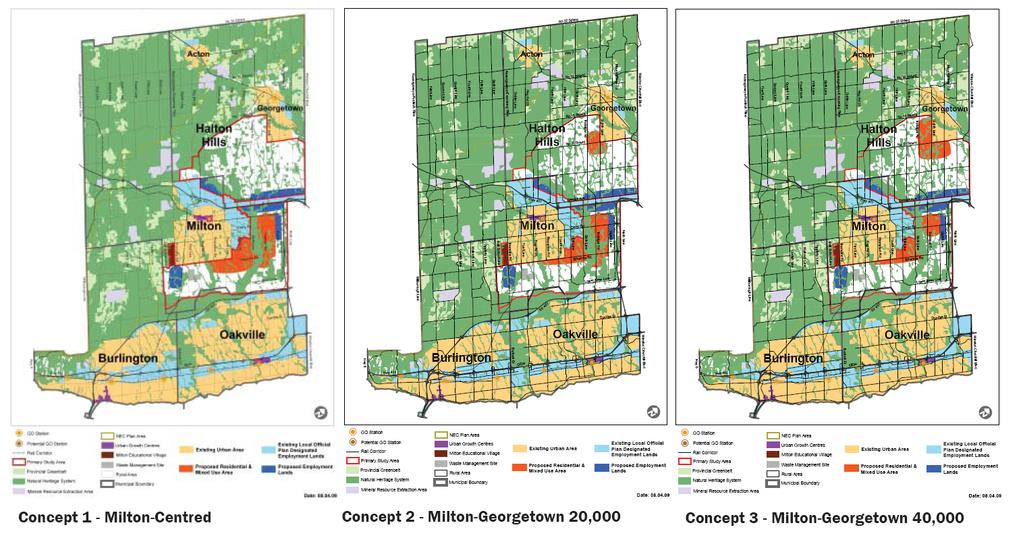 Exhibit 6-1: Sustainable Halton Land Use Concepts Source: Sustainable Halton Working Paper #3, Options Under the Preferred Concept, Regional Municipality of Halton, April 2009 In addition to