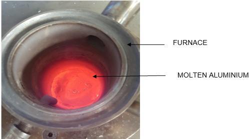 After the complete melting of the metal, the stirrer was turned on and the addition of the particulate reinforcement began, thereby ensuring a homogeneous mixture.