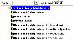 1. Menu 2. Primary Forms a. Health and Safety Incident Form (PEAHSIN) - Maintains information on health and safety related incidents. b.