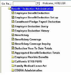 3. Menu 4. Primary Forms a. Employee Benefit/Deduction Form (PDADEDN) - Used to assign and maintain deductions for benefits, taxes, and employee specified withholding for individual employees.