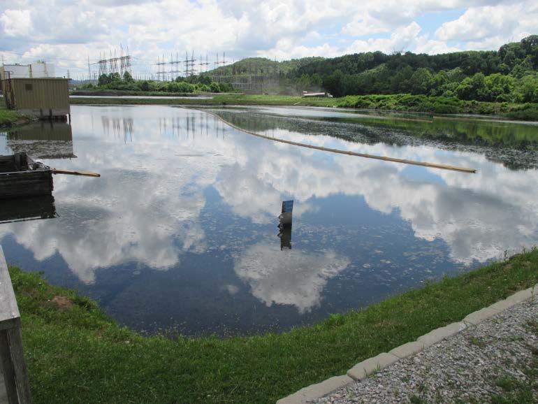 The 36 diameter pipe conveys the effluent discharged from the bottom ash pond to 6 diffuser ports submerged along the bottom of the Kanawha River.