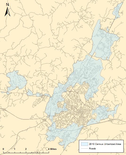 Figure 3.1 Albemarle County 2010 Census Designated Urbanized Area 3.