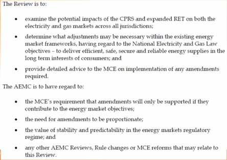 security, price & climate change 13 AEMC Review of energy market frameworks in