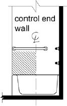 607.4.2.3 Head End Wall. A grab bar 12 inches (305 mm) long minimum shall be installed on the head end wall at the front edge of the bathtub. Figure 607.4.2 Grab Bars for Bathtubs with Removable In-Tub Seats 607.