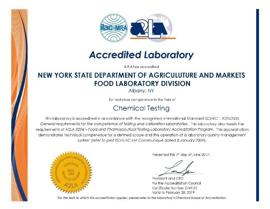 Division of Food Laboratory 2008 Accredited to ISO/IEC 17025 Standard AOAC ALACC Criteria: Guidelines for Laboratories Performing Microbiological and
