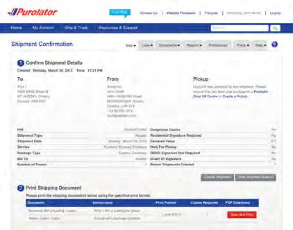 3. Verify the details of your shipment, including addresses, shipping date and package details.